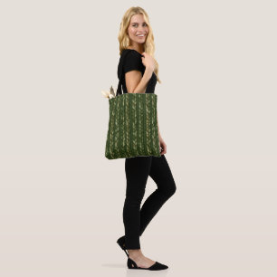 Bolsa Tote Natal Listras Trançadas Verde Aconchegante