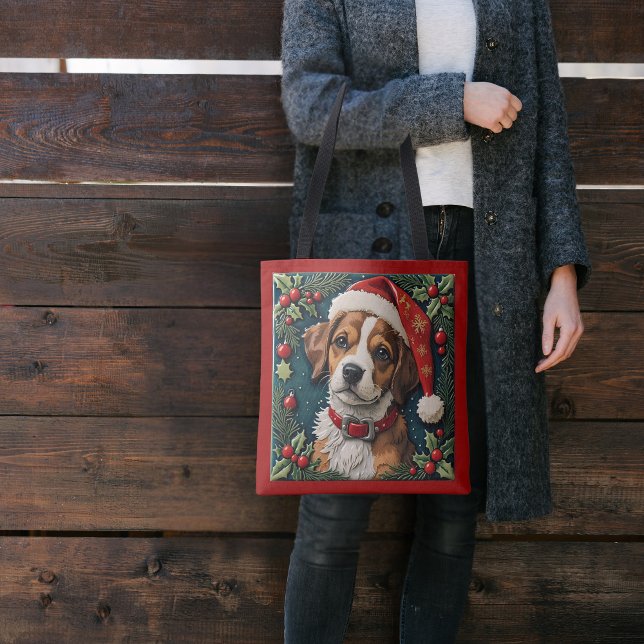 Bolsa Tote Natal Maravilha do Cachorrinho (Criador carregado)