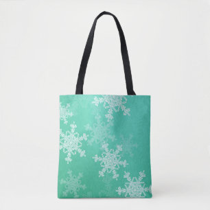 Bolsa Tote Natal Minimalista em Flocos de Neve Brancos