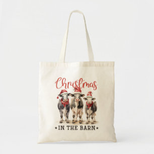 Bolsa Tote Natal nas vacas russas do Barn em Santa Hats
