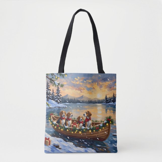 Bolsa Tote Natal no Barco do Beagle (Frente)