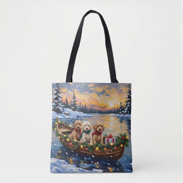 Bolsa Tote Natal no Barco do Cockapoo (Frente)
