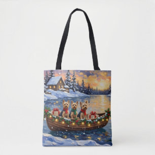 Bolsa Tote Natal no Barco do Yorkipoo