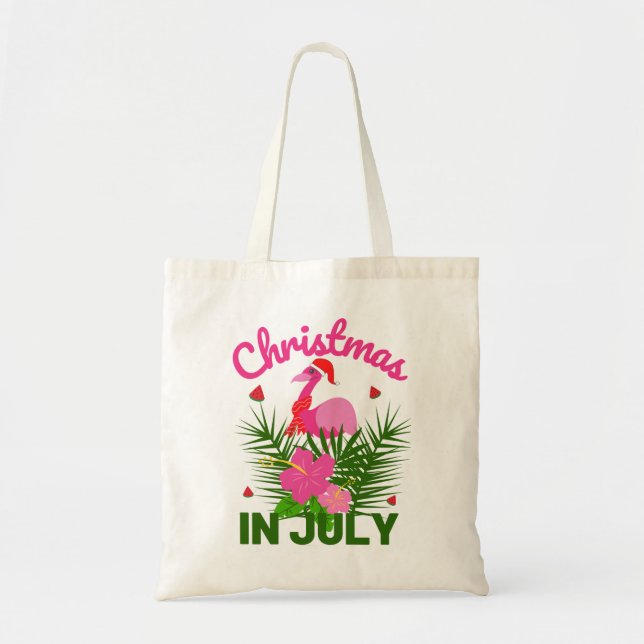 Bolsa Tote Natal no flamingo de verão bonitinho (Frente)