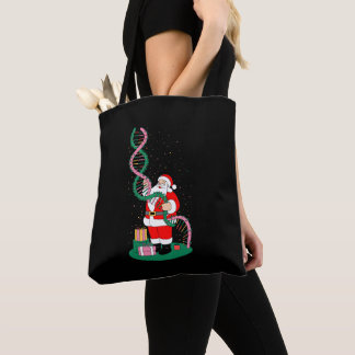 Bolsa Tote Natal Papai Noel DNA Ciência Xmas Férias