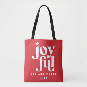 Bolsa Tote Natal para tipografia vermelha moderna