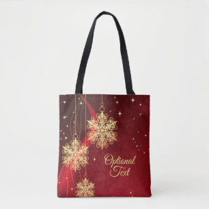 Bolsa Tote Natal Personalizado do Floco de Neve Vermelho e Do