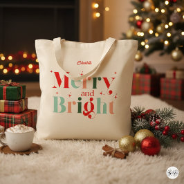 Bolsa Tote Natal Personalizado Retro Alegre e Brilhante
