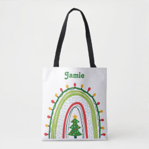 Bolsa Tote Natal personalizado, vermelho e verde