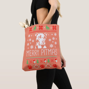 Bolsa Tote Natal Pitbull Amantes Feliz Pitmas Festa Feia