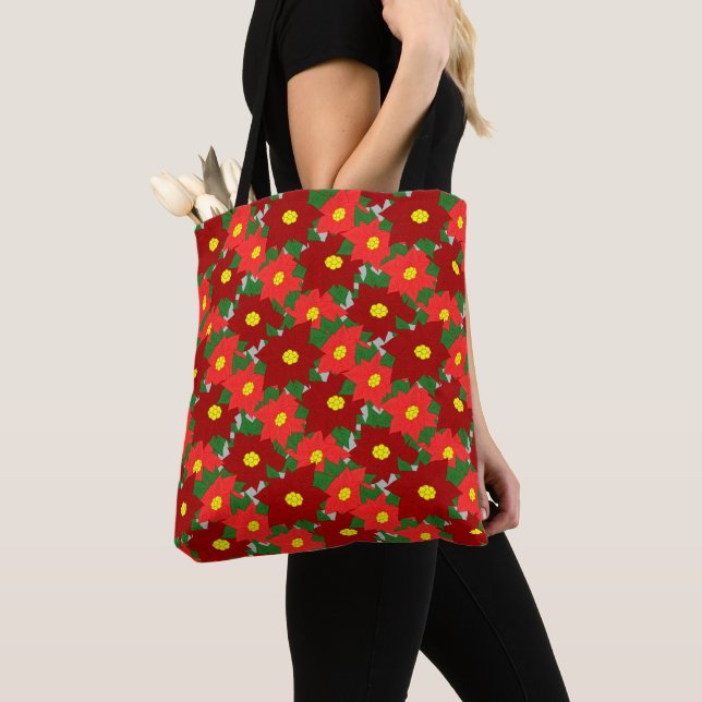 Bolsa Tote Natal Poinsettias (Close Up)