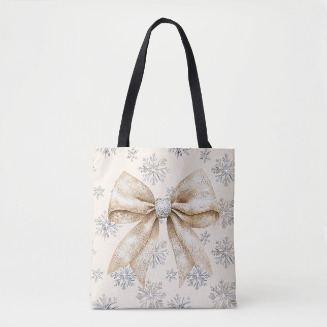 Bolsa Tote Natal Rustic Glitzy Cream (Frente)