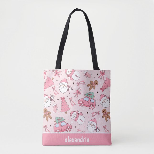 Bolsa Tote Natal Sem Costura Rosa (Frente)