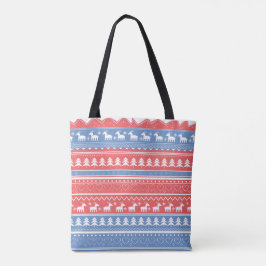 Bolsa Tote Natal Vermelho e Azul Minimalista - Padrão exclusi