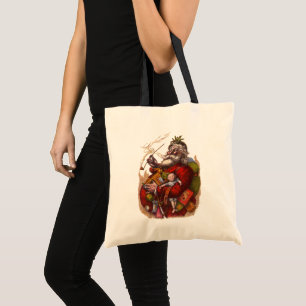 Bolsa Tote Natal vintage, brinquedos da tubulação de Papai