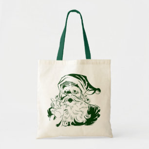Bolsa Tote Natal Vintage, Jolly Santa Claus Retro, Verde