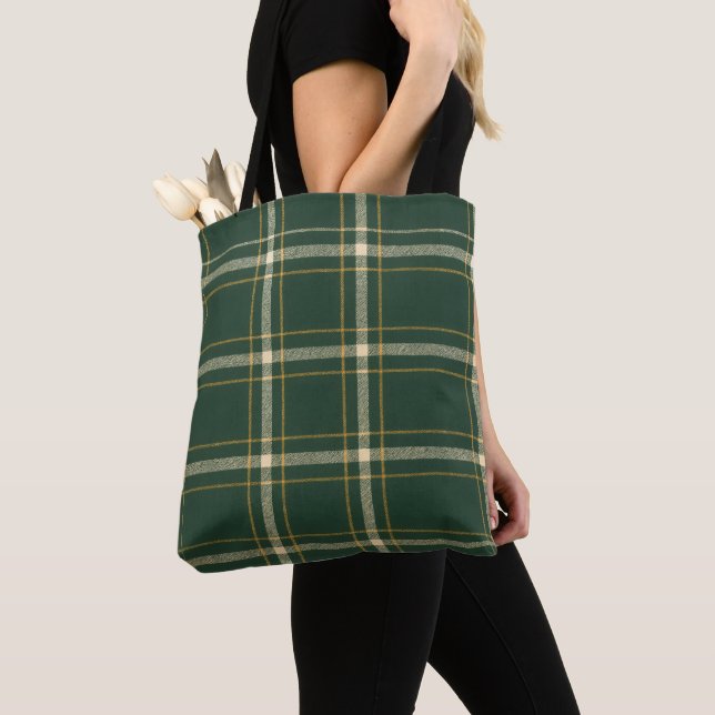 Bolsa Tote Natal Xadrez Verde Clássico (Close Up)