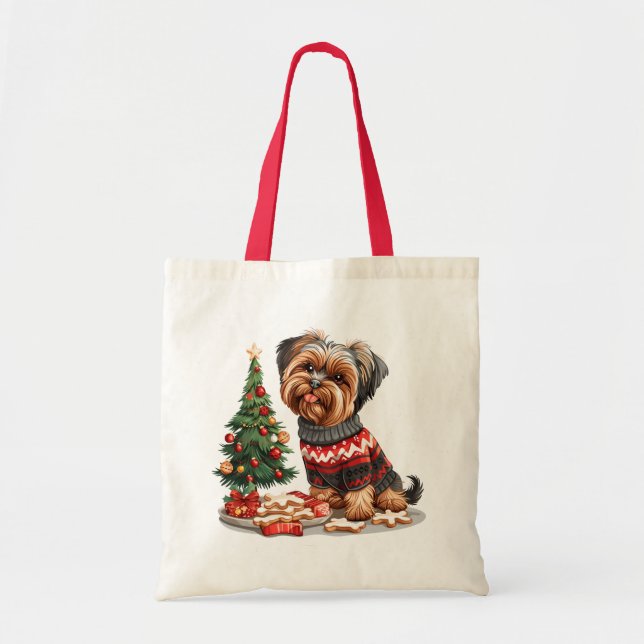 Bolsa Tote Natal Yorkshire Terrier Dogs (Frente)