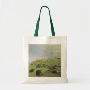 Bolsa Tote Nativos Americanos Vintage, Caça ao Búfalo por Cat