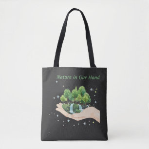 Bolsa Tote Nature em Nossas Mãos Arte Ambiental em Aquarela