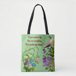 Bolsa Tote Nature Greenery Watercolor Monograma das aves Flor