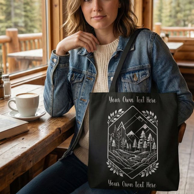 Bolsa Tote Nature Hiker River Badge Your Text (Nature Hiker River Badge Tote Bag. Perfect everyday adventure bag or unique souvenir!)