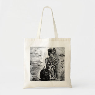 Bolsa Tote Nature Lady Tote Bag White Pintura Preta