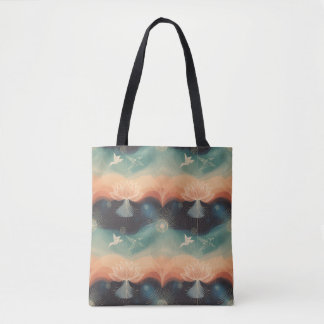 Bolsa Tote Natureza Abstrata: Design Minimalista de Lótus e P