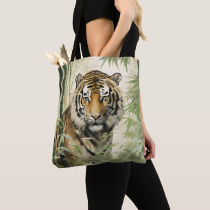 Bolsa Tote Natureza Animal Tigre Bamboo