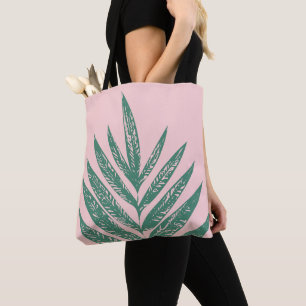 Bolsa Tote Natureza Botânica - Ilustração Tropical Cor-de-ros
