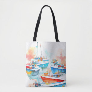 Bolsa Tote Natureza da paisagem paisagística do porto de pesc