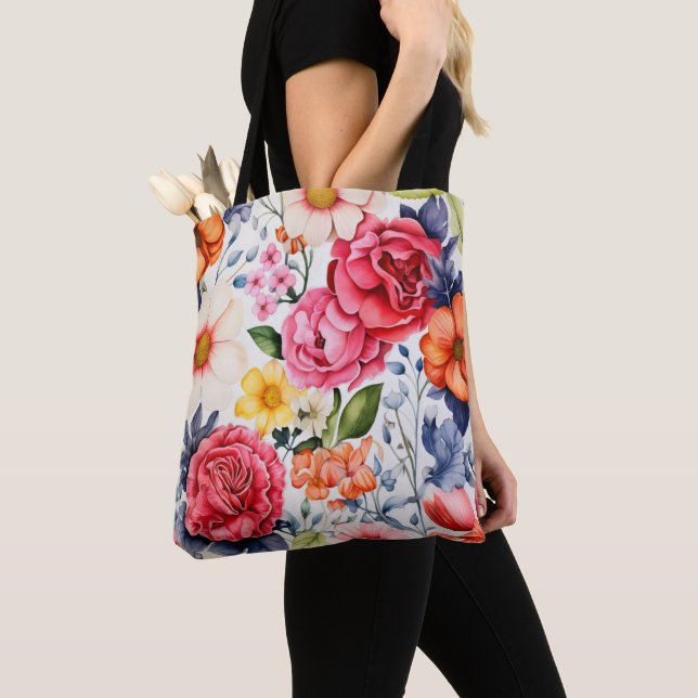 Bolsa Tote Natureza Flores Cores (Close Up)