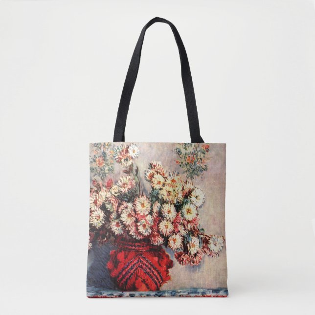 Bolsa Tote Natureza-morta com Crisântemos de Claude Monet (Frente)