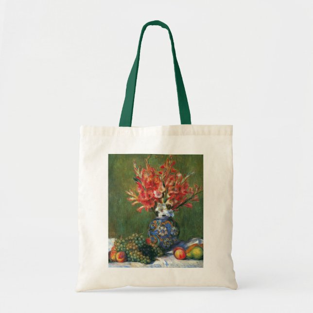 Bolsa Tote Natureza-morta com Flores e Frutas de Pierre Renoi (Frente)