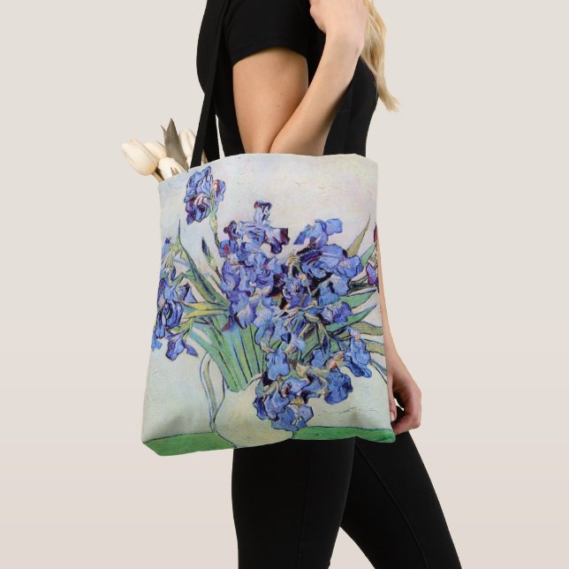 Bolsa Tote Natureza-morta com vaso de Íris de Vincent van Gog (Close Up)