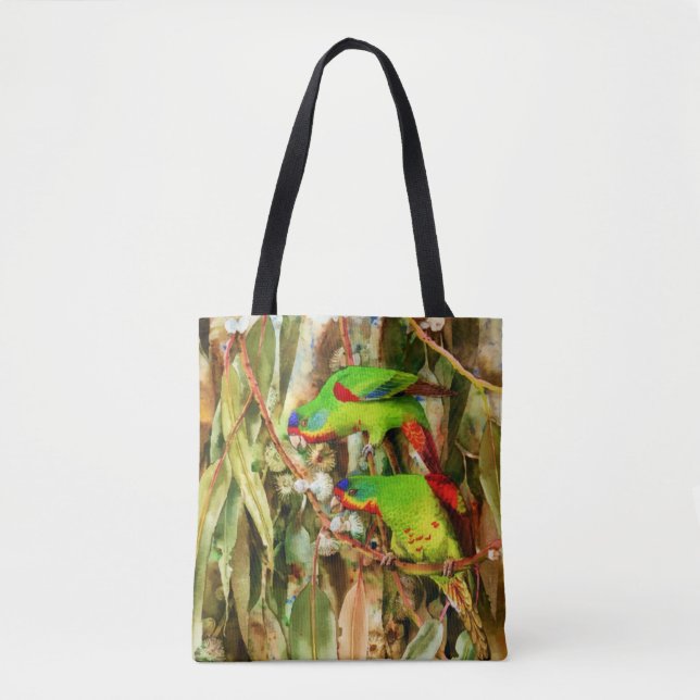 Bolsa Tote Natureza Tropical Parrobótica Aves Verdes (Frente)