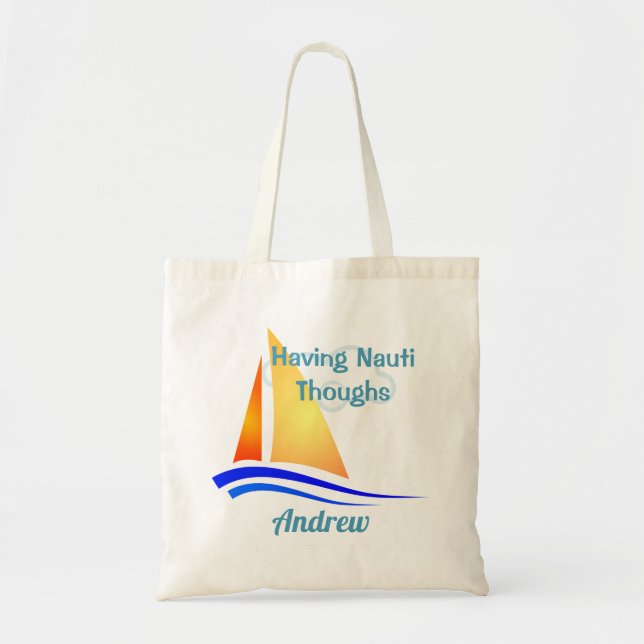 Bolsa Tote Nauti pensa em veleiro náutico (Frente)