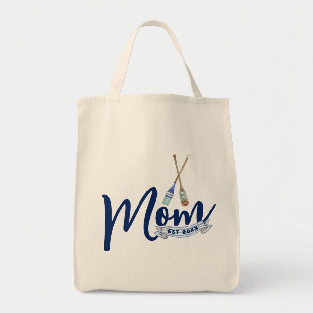 Bolsa Tote Nautical Mom Established Navy Blue Script Tote Bag (Frente)