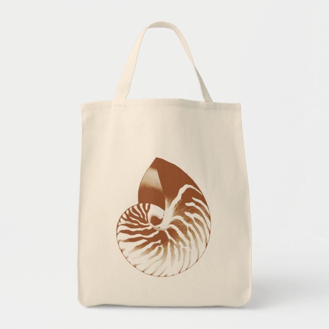 Bolsa Tote Nautilus shell - cacau castanho e branco (Frente)