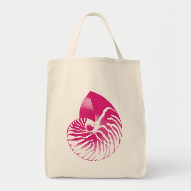 Bolsa Tote Nautilus shell - Fuchsia Rosa e Branco (Frente)