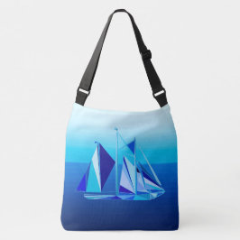 Bolsa Tote Nave de vela geométrica moderna / Iate, Azul Cobal