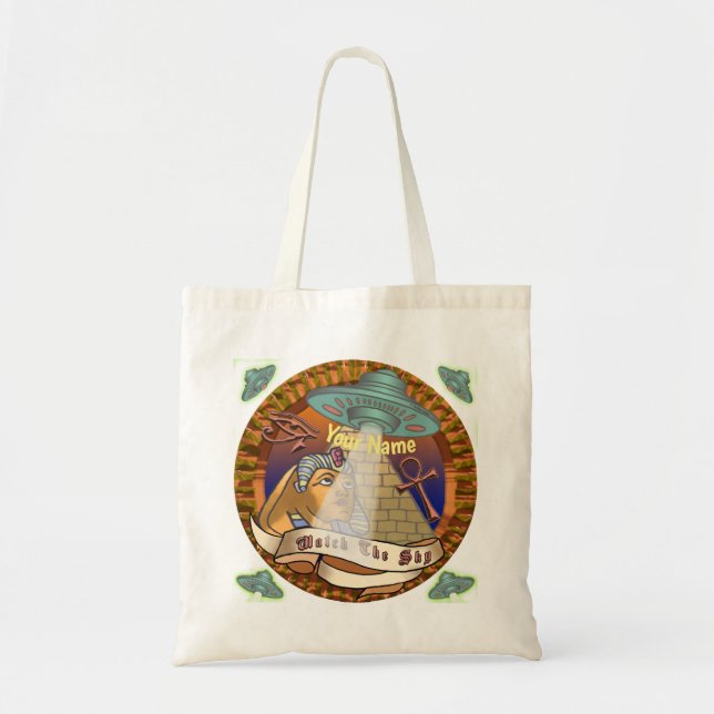 Bolsa Tote Nave Espacial Alien das Pirâmides  (Frente)