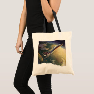 Bolsa Tote Nave Espacial de Ficção Científica Vintage Avião T