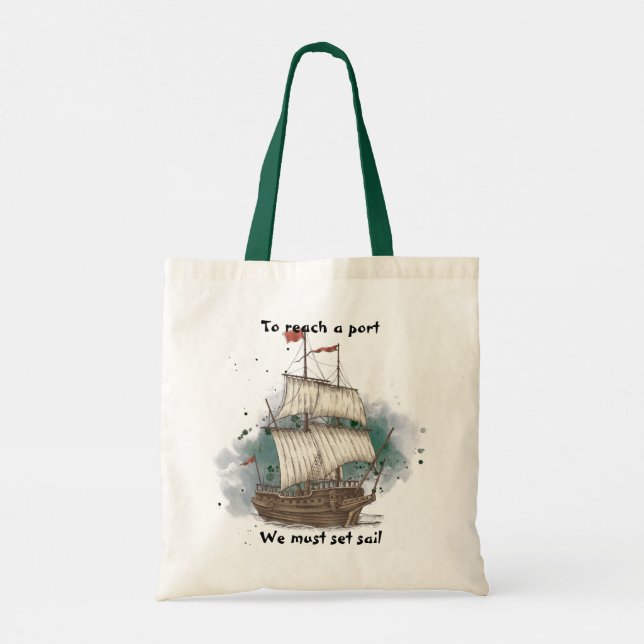 Bolsa Tote Navio Desenhado à Mão (Verso)