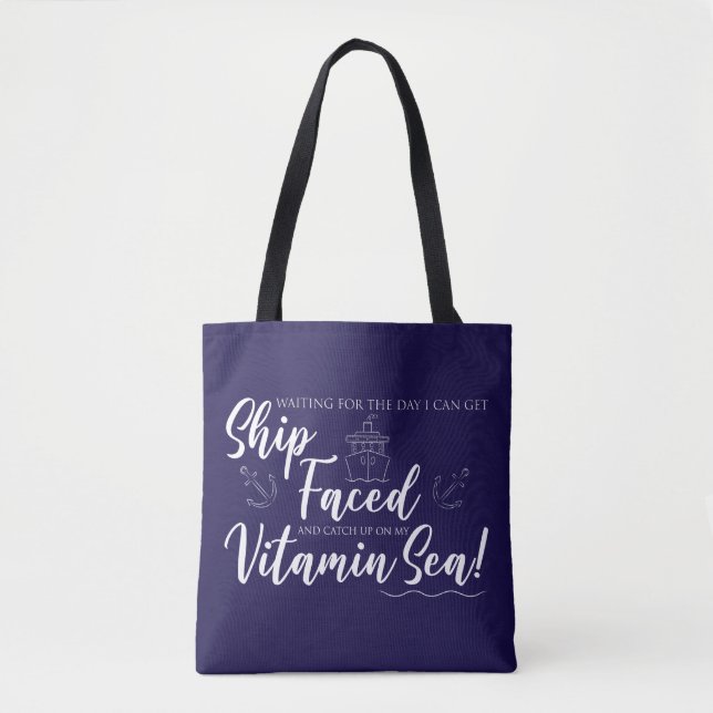 Bolsa Tote Navio faceado e vitamina marítima náutica (Frente)