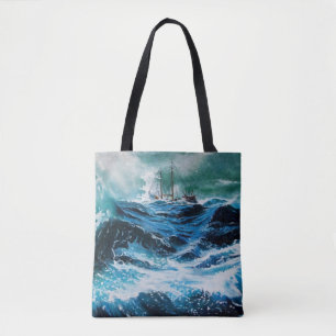 Bolsa Tote Navio no mar na tempestade, náutica