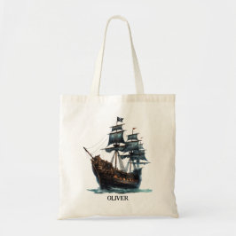 Bolsa Tote Navio Pirata de Cores Aquáticas