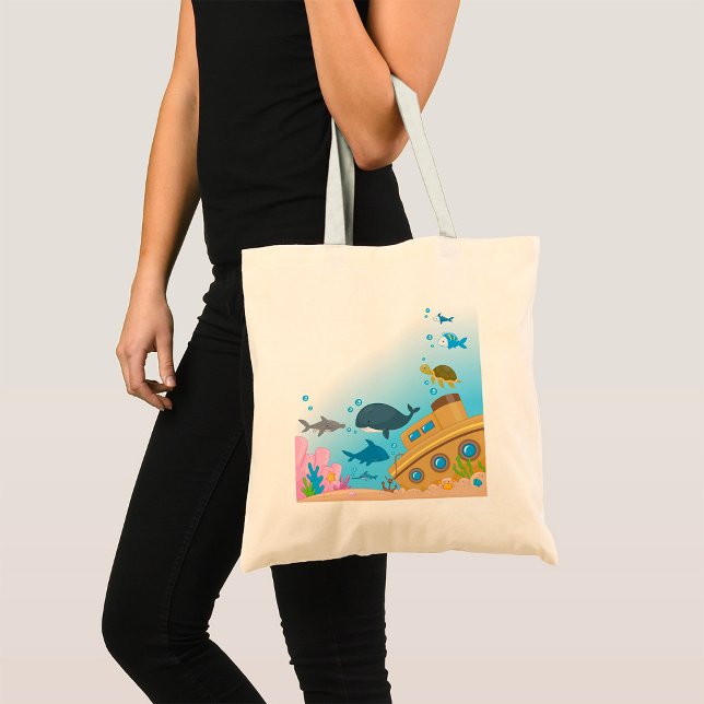 Bolsa Tote Navio Submerso E Peixe (Criador carregado)
