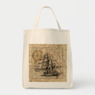 Bolsa Tote Navio Vintage e velho mapa europeu