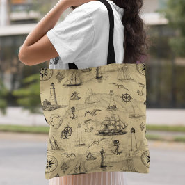 Bolsa Tote Navios náuticos e Faróis de Vintage